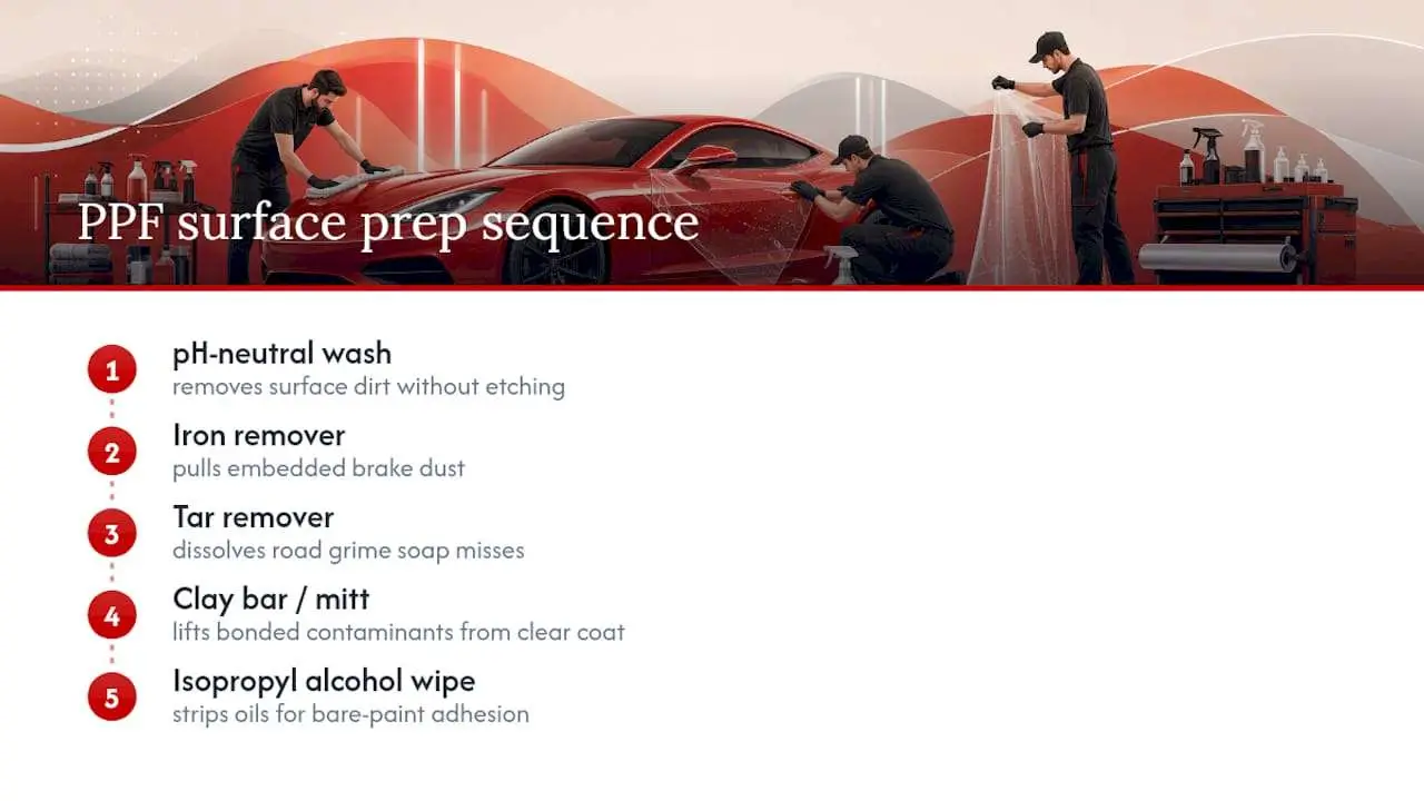 Five-step PPF surface preparation sequence