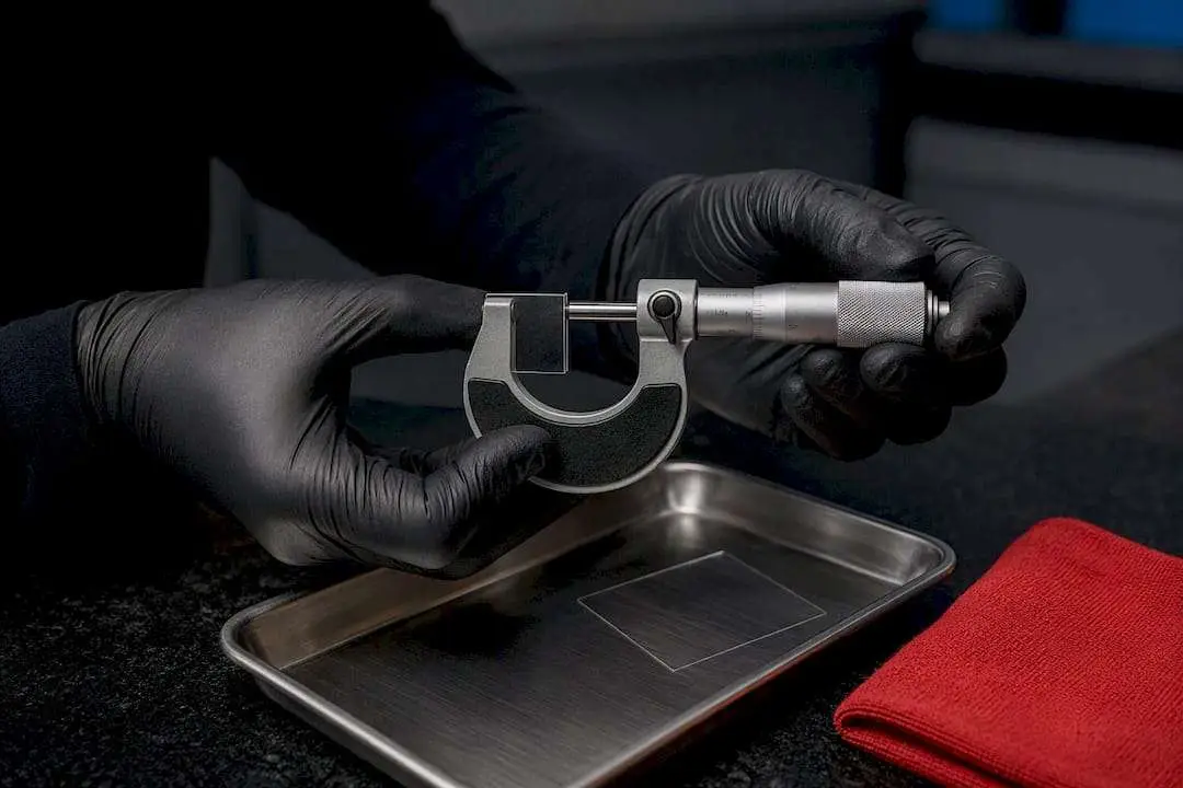 Micrometer measuring transparent PPF sample