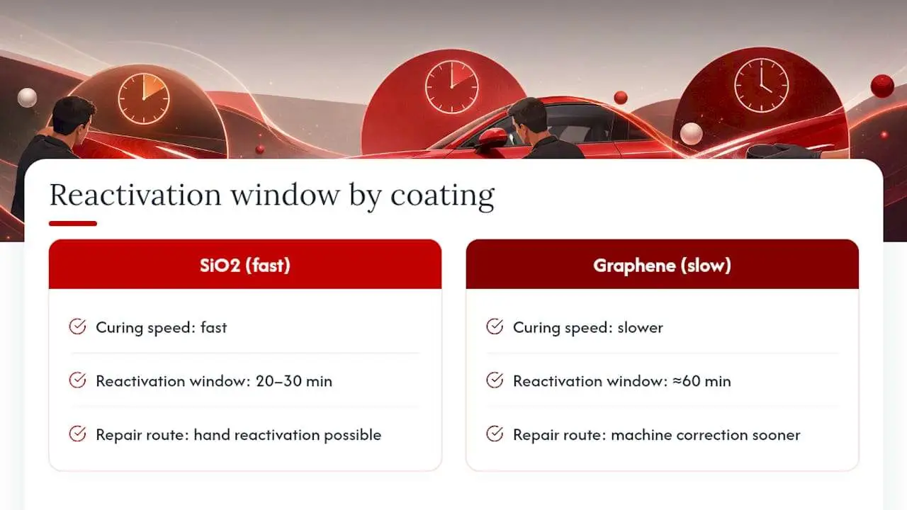 Comparison of ceramic coating reactivation windows