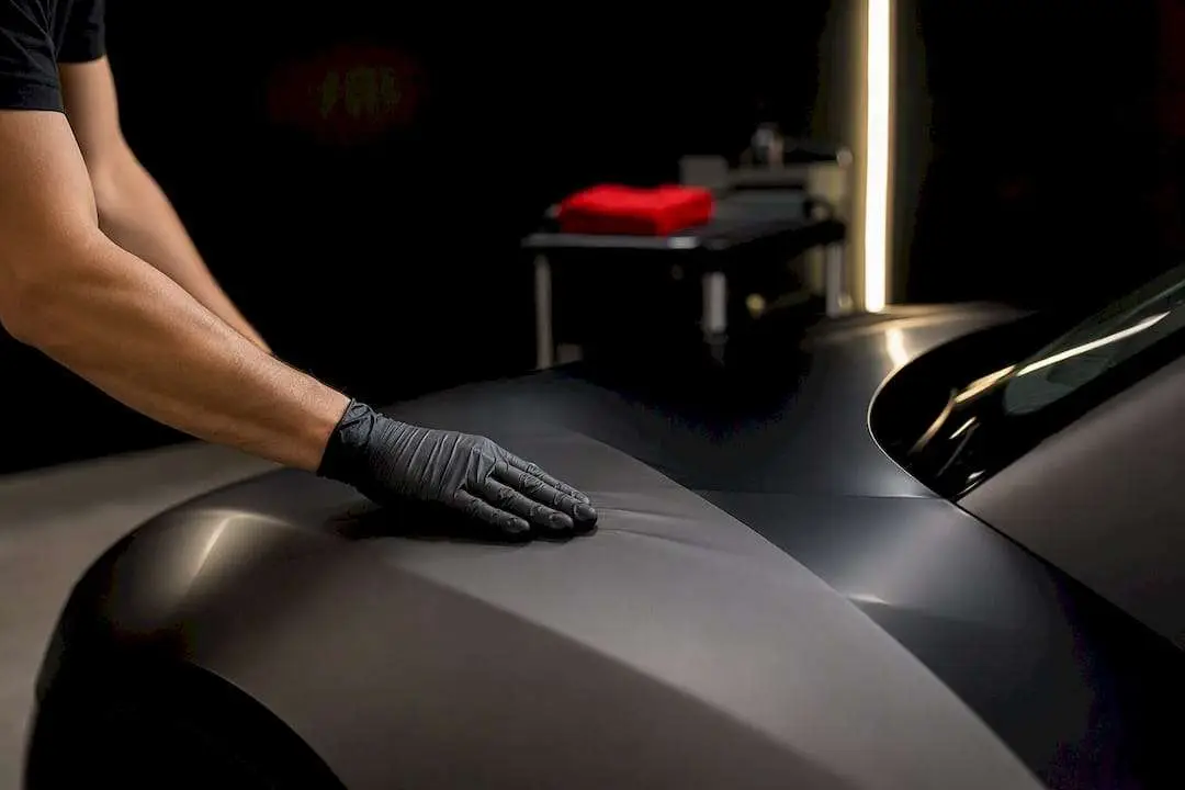 Satin PPF on cropped vehicle body panel