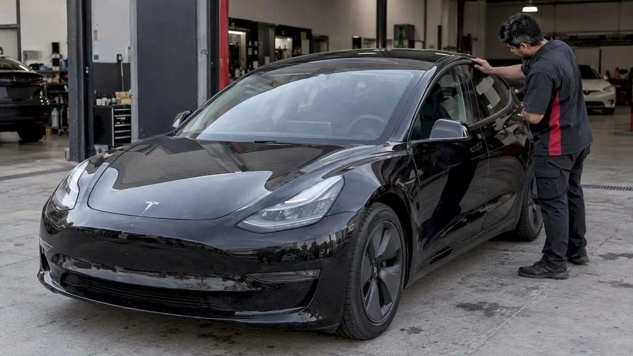 Tesla Model 3 with professionally blacked-out trim